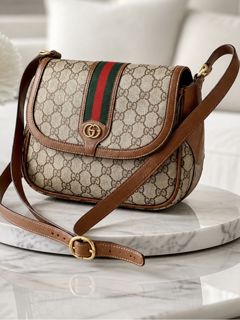 Price Drop Gucci Sherry Line Crossbody Bag With Green And Red Stripe.